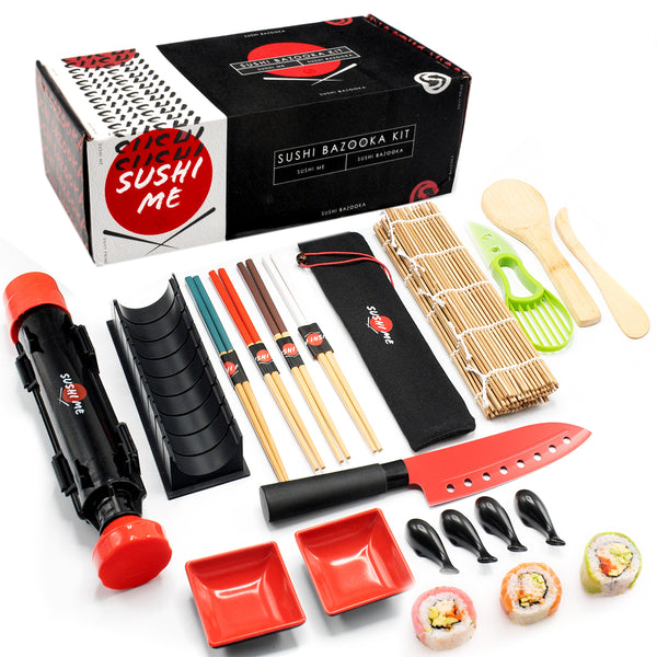 Bamboo Sushi Kit Rolling Mat Chopsticks Paddle Spreader with Book